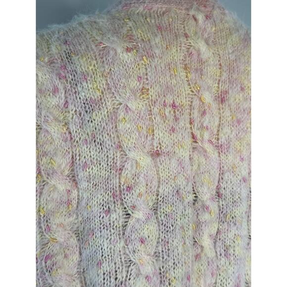 American vintage OOAK hand knit Mohair cardigan in shades of pink size medium - Picture 9 of 12